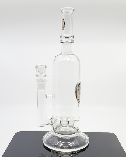 Rehab Glass Inline Bottle Can Beaker Bong – Durable glass water pipe featuring an inline percolator and ice catcher for superior airflow and cool, filtered smoking sessions.