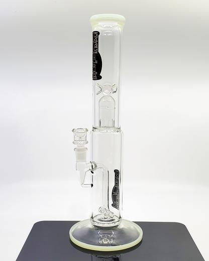 Rehab Glass 15" Inline Straight Tube Bong – High-quality glass water pipe featuring an inline percolator for optimal filtration and clean, flavorful smoke.