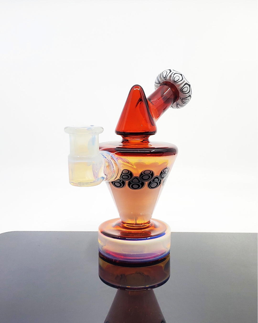  RL Dots Talus Rig, a handcrafted 10mm glass dab rig featuring intricate dot work, combining form and function for smooth, flavorful draws, a must-have piece for collectors who appreciate detailed artistry.