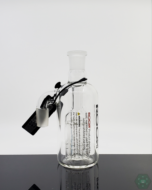 ROOR Glass 18mm Tree Arm Ash Catcher with superior filtration, designed to capture ash and keep your rig cleaner for smoother hits.