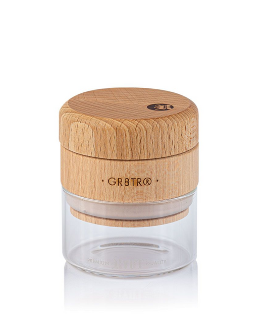 RYOT GR8TR Solid Wood Grinder featuring a premium 4-piece design with a durable wood build and precision grinding for an efficient herb experience.