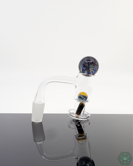 Shredz Glass Slurper Set Bundle featuring vibrant terp pearls, marble, and terp valve for enhanced airflow in quartz nails.