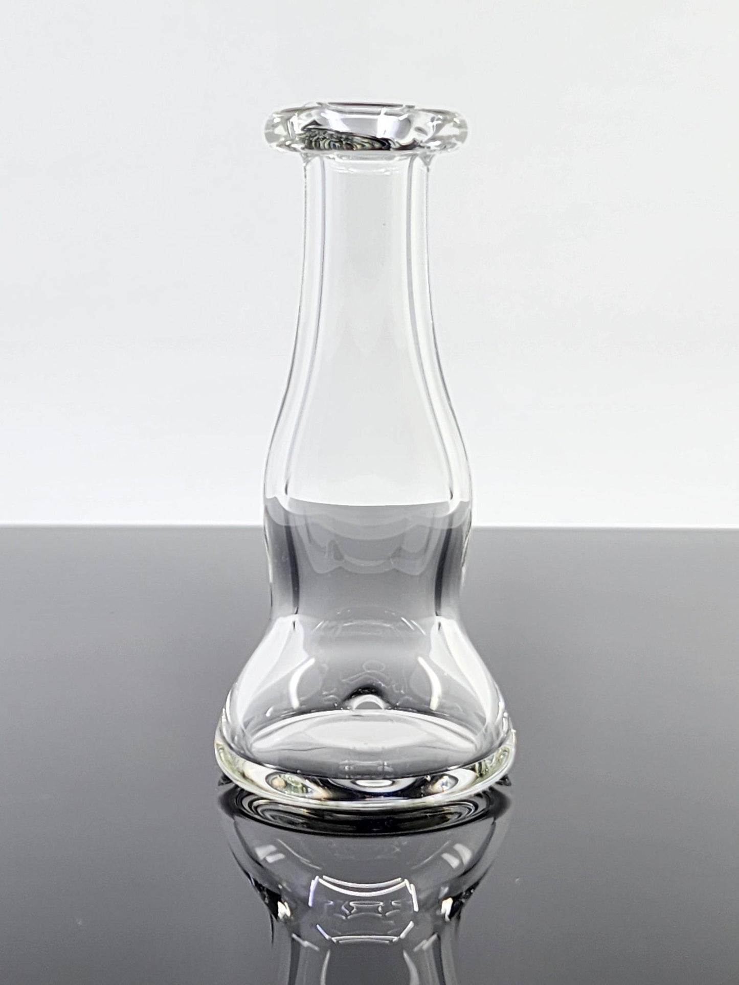 Soft Spoken Glass Clear Puffco Dry Top, 6.5"-7" height, 1.5" diameter, compatible with Peak and Peak Pro, designed to elevate your vaporizing experience.