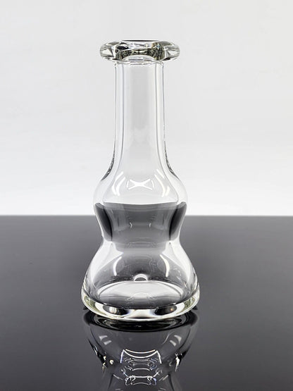 Soft Spoken Glass Clear Puffco Dry Top, designed for Peak and Peak Pro, 6.5"-7" height, 1.5" diameter, enhances vapor quality for a smoother dabbing experience.