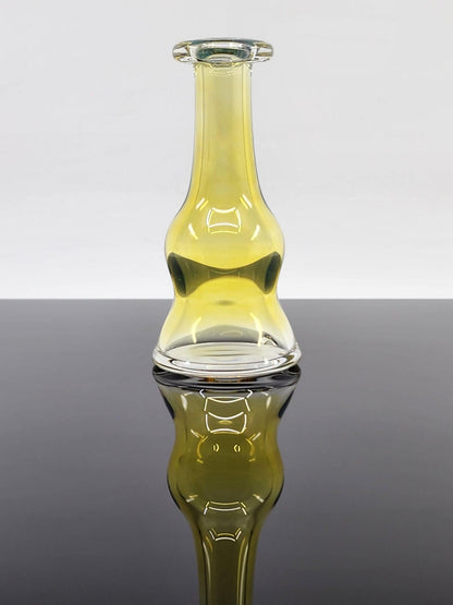 Silver Fumed Puffco Dry Top by Soft Spoken Glass, fits Peak and Peak Pro, 3.5" height, 1.5" diameter, designed to enhance airflow and dabbing experience.