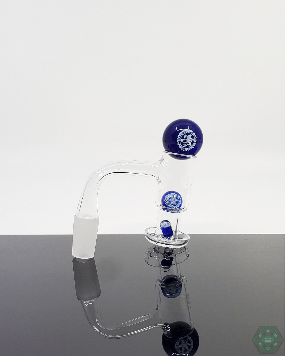 Steve H Glass Premium Slurper Set designed for 20-25mm nails, offering intricate glasswork and a terp valve for smooth, flavorful vapor.