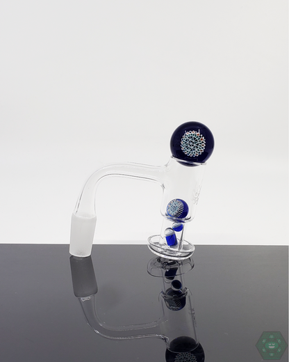 Steve H Glass Premium Slurper Set for 20-25mm nails, providing a vapor and flavor boost with intricate design and terp valve functionality.