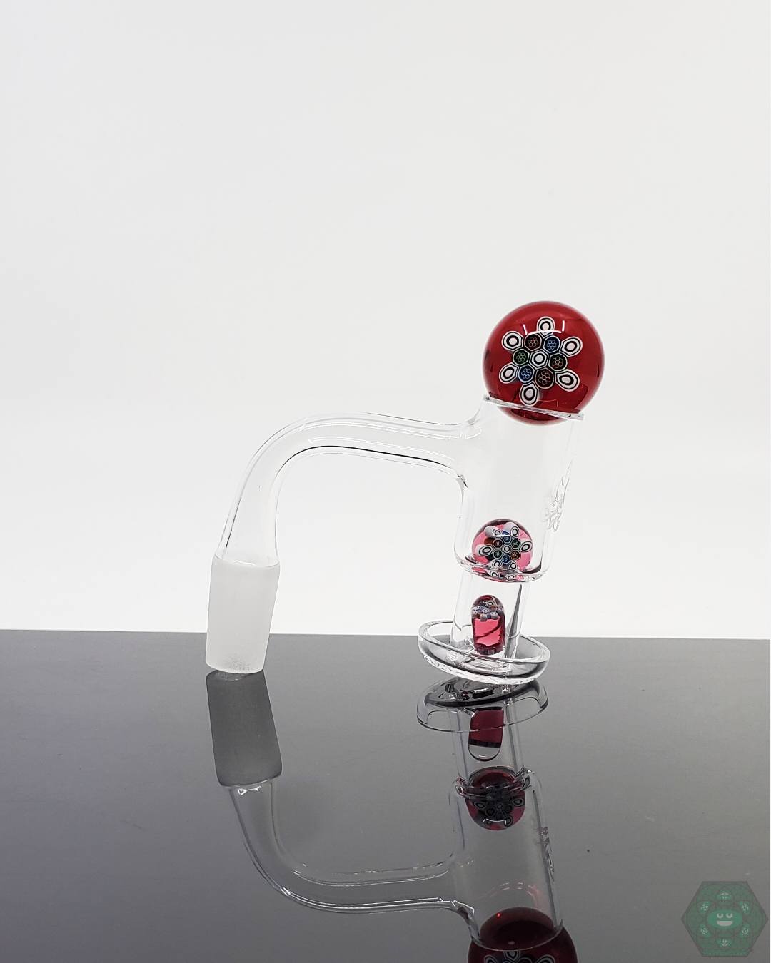 Steve H Glass Standard Slurper Set with marble and terp pearls, optimized for quartz nails, providing smooth airflow and enhanced vapor flavor.