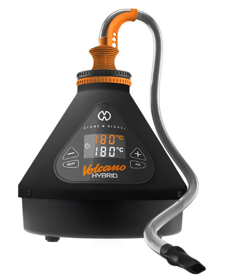 Storz & Bickel Volcano Hybrid Onyx Vaporizer with a large touch display and precise temperature control for customizable vaping.