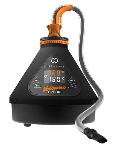 Storz & Bickel Volcano Hybrid Onyx Vaporizer with a large touch display and precise temperature control for customizable vaping.