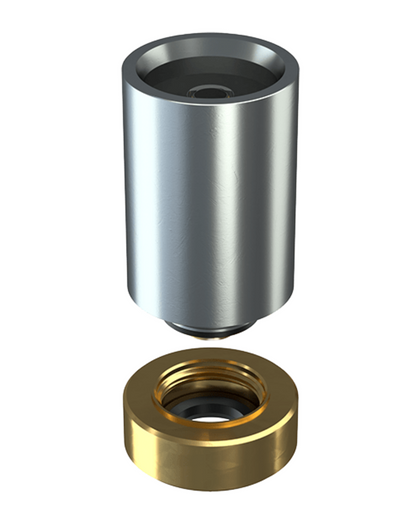  Side view of the Stünden Glass Modül Quartz Concentrate Tank, featuring a durable quartz build and a magnetic connection ring.