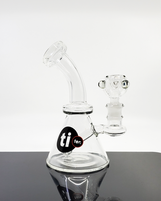 Ti Ten Glass 7” Banger Hanger featuring a compact design with a 14mm joint for reliable functionality and easy handling.