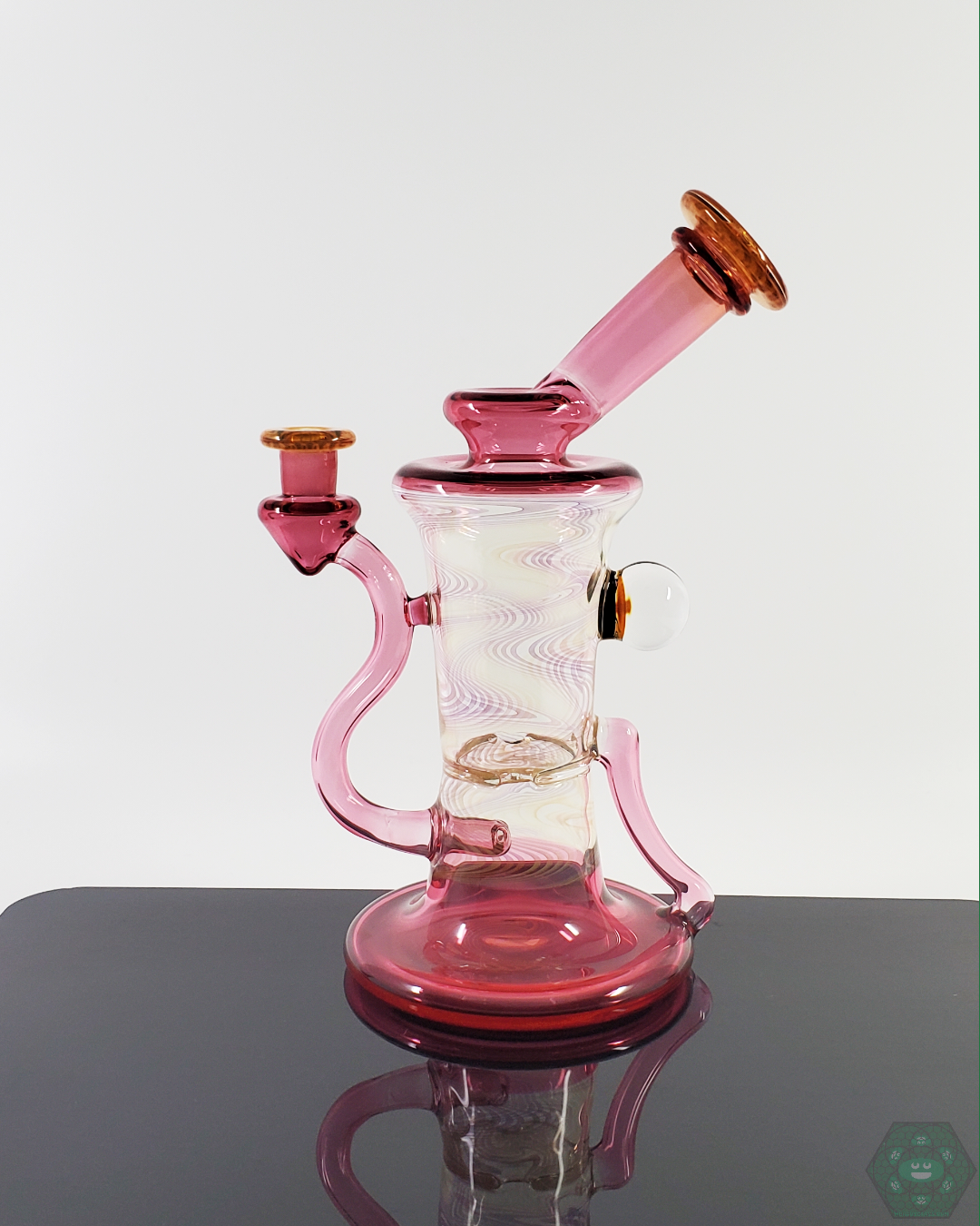 Two-Hole Perc Gatez Dab Rig with 8 inch height and vibrant fumed glass color scheme