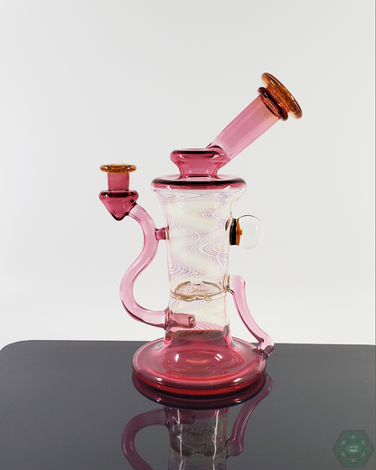 Two-Hole Perc Gatez Dab Rig with 8 inch height and vibrant fumed glass color scheme