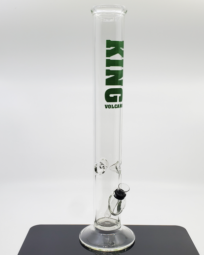 Urban Glass Green Logo Straight Tube 15.25” tall, featuring an ice catcher and soft glass downstem for smooth, cool hits with a stylish green logo.