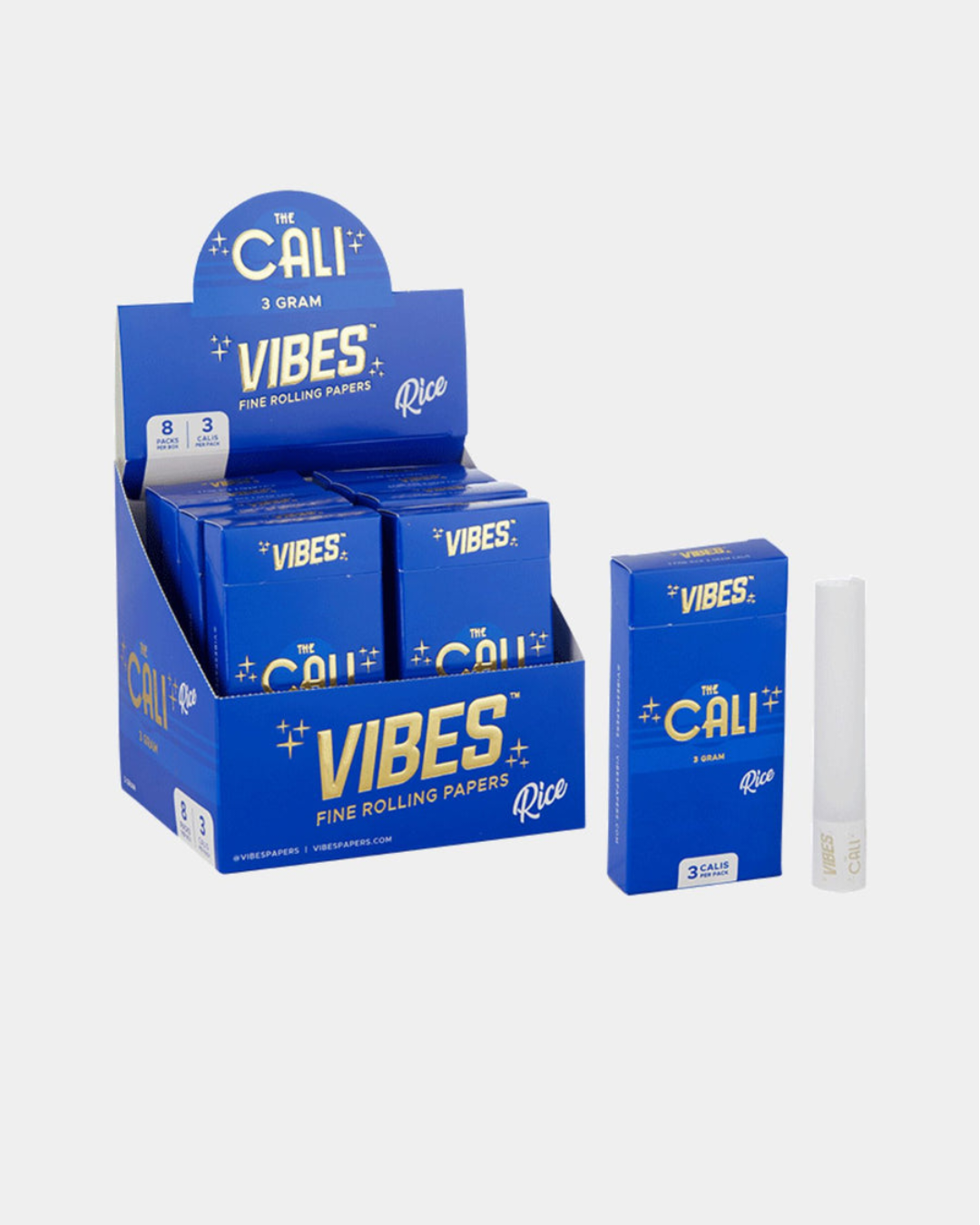 Vibes Cali Pre-Rolled Rice Paper Cones – 3-gram capacity cones made with high-quality rice paper for a slow, clean burn and smooth airflow.