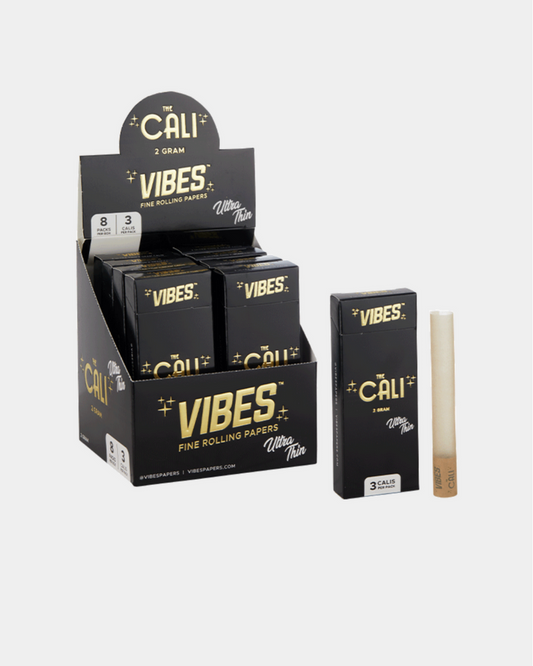 Vibes Cali Ultra-Thin Pre-Rolled Cones – 2-gram size for a nearly paperless experience with a slow, even burn and rich flavor.