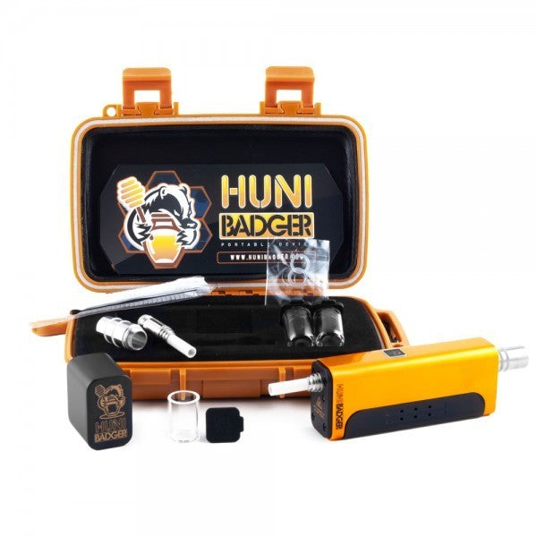 Waterproof Dab Kit: The Huni Badger Vertical Vaporizer Kit comes with a waterproof hard case for safe and secure transport.