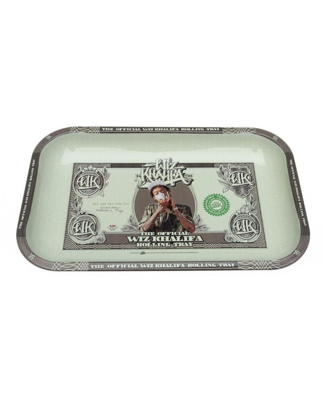 Wiz Khalifa Large Rolling Tray, an official premium tray designed for ample space and durability, perfect for embracing your smoking ritual and ideal for Wiz Khalifa fans and smokers alike.
