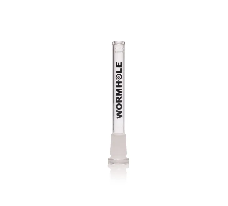 Clear Wormhole Standard Downstem with 19 mm joint, available in 4.75" and 6" lengths, featuring 3 mm thick glass