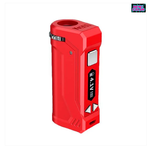 Yocan UNI Pro 650mAh Cart Battery Mod held in hand, demonstrating its compact and portable design.