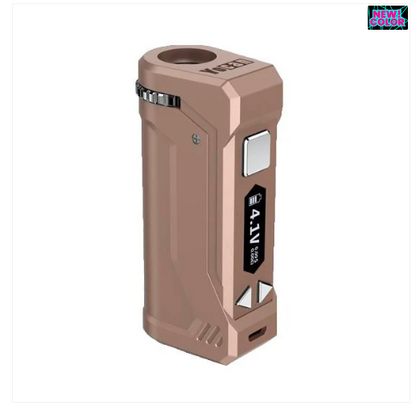 Side view of the Yocan UNI Pro 650mAh Variable Voltage Cart Battery Mod, showcasing its compact design and durable build.

