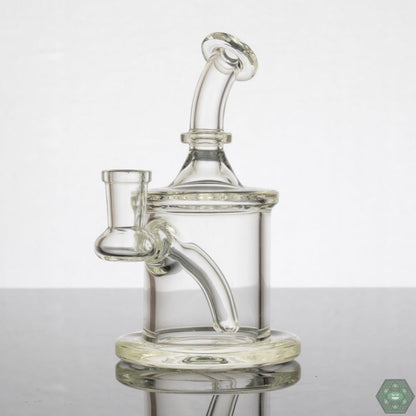  Compact 7 Ten Glass Clear Mini Tube with 10mm joint, perfect for discreet smoking sessions.