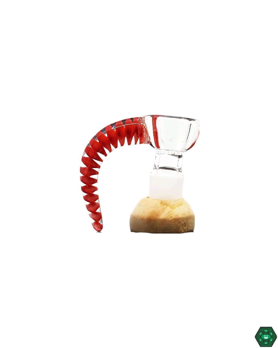  American Made Glass Slide with Horn Handle for Hookah Smoking. Experience the quality of an American-made glass slide with a unique horn handle.