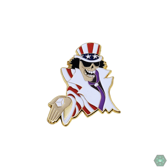 American Skeleton Hat Pin - Bold Magnetic Accessory with Patriotic Flair. Add a touch of bold style with this unique skeleton hat pin featuring an American theme. Ideal for any patriotic collection.