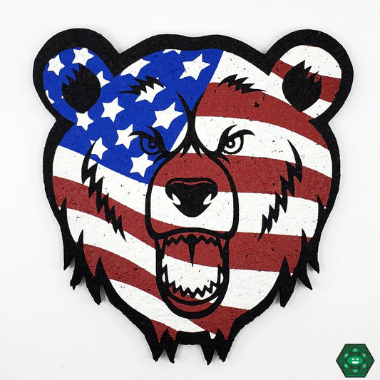 Bear Quartz USA Mood Mat | Eco-Friendly Mat | Protective Surface. This patriotic mood mat is made from eco-friendly materials and protects surfaces while adding style to your setup.