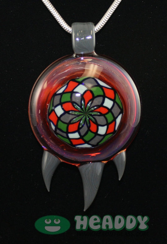 Bearclaw Filla Pendant #14 - Limited-Edition Handcrafted Glass Pendant.  A signed, dated, and numbered handcrafted glass piece showcasing intricate craftsmanship, perfect for art glass collectors.


