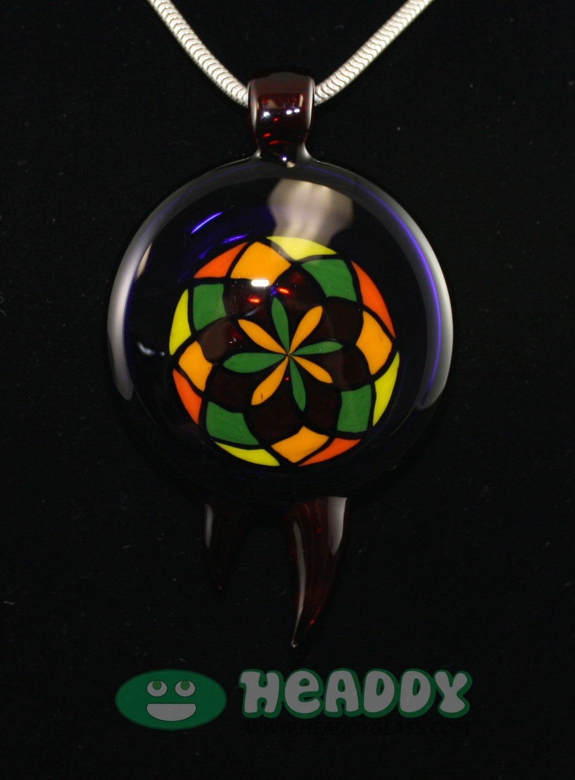  Bearclaw Filla Pendant #4 - Limited-Edition Handcrafted Glass Pendant. This signed, dated, and numbered pendant showcases intricate craftsmanship, perfect for art glass collectors.