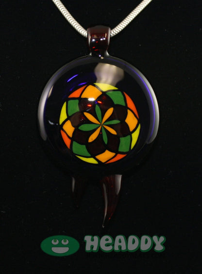  Bearclaw Filla Pendant #4 - Limited-Edition Handcrafted Glass Pendant. This signed, dated, and numbered pendant showcases intricate craftsmanship, perfect for art glass collectors.