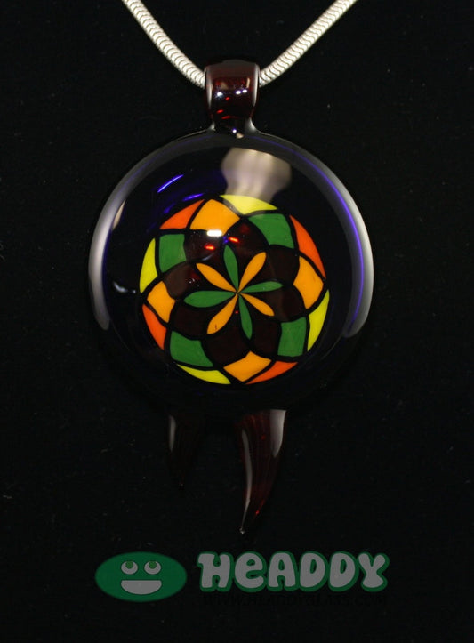  Bearclaw Filla Pendant #4 - Limited-Edition Handcrafted Glass Pendant. This signed, dated, and numbered pendant showcases intricate craftsmanship, perfect for art glass collectors.