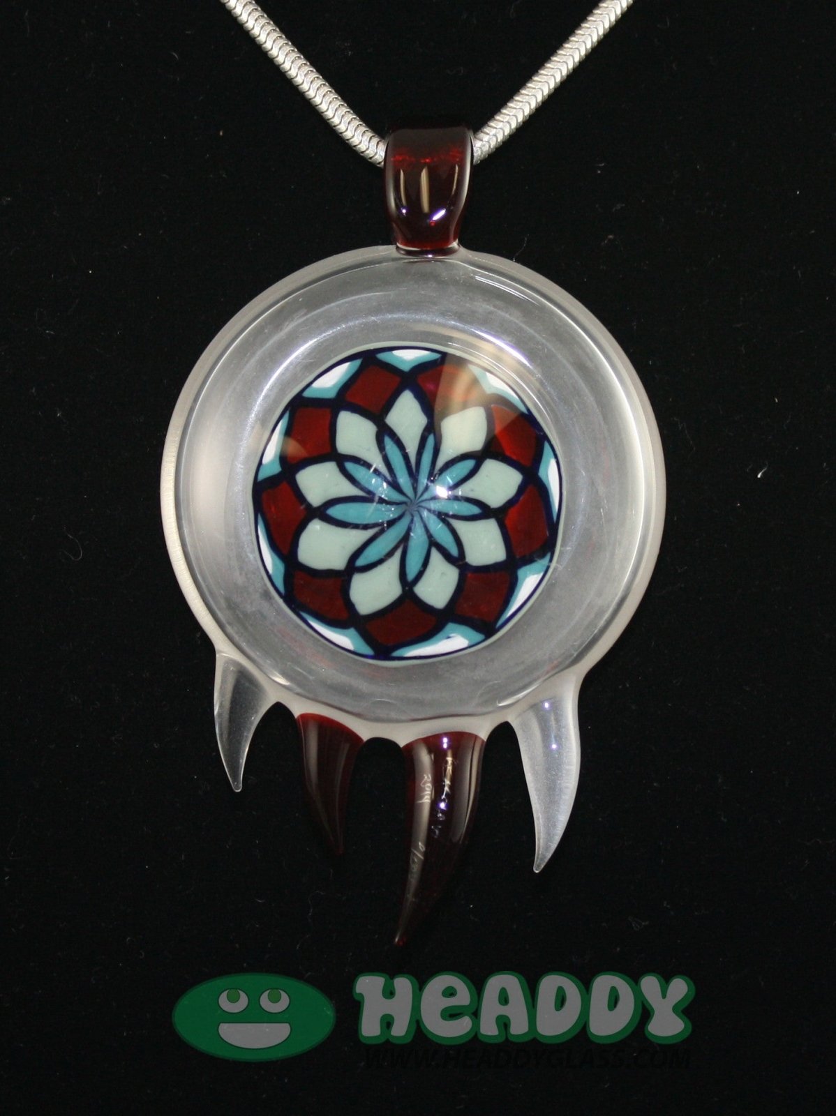 Bearclaw Filla Pendant #8 | Colorful Glass Art | Collectible Pendant. This vibrant pendant features a colorful and unique glass design, crafted for collectors.