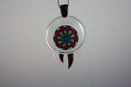 Bearclaw Filla Pendant #8 - Vibrant Glass Art. This colorful and unique pendant is a standout piece of glass art, perfect for collectors.
