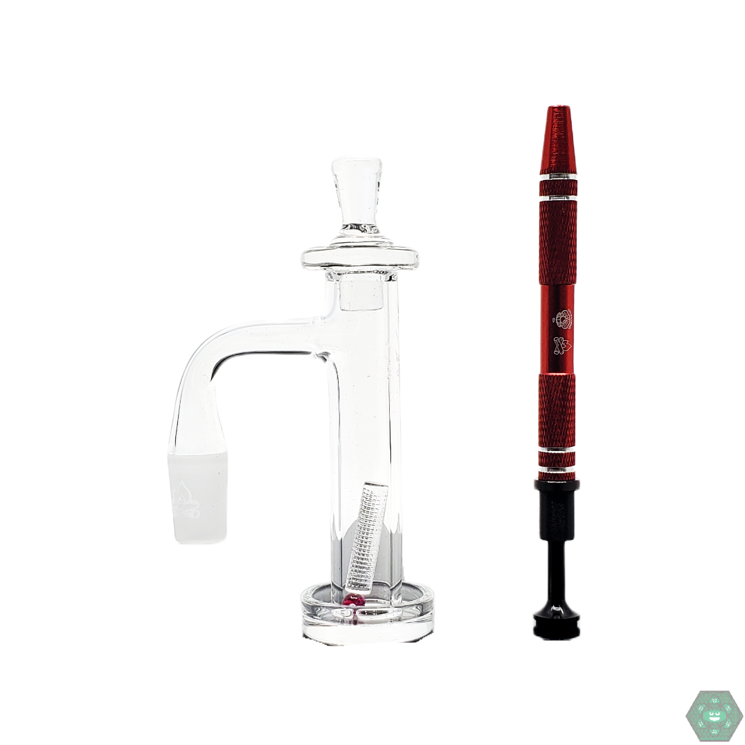 Campfire Quartz - Tower Set – Complete Quartz Banger Kit for Smooth Dabbing. All-Inclusive Set: Includes XXL straight banger, clear top cap, quartz pillar, and terp pearls. Premium Quartz Construction: Ensures durability and optimal heat retention. Perfect for Enthusiasts: Ideal for consistent, flavorful dabbing sessions with enhanced vapor control.