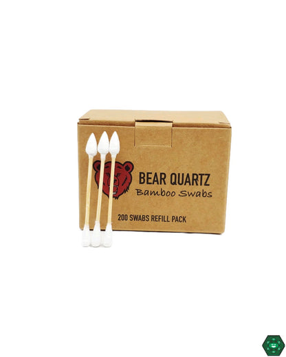  Eco-Friendly Cotton Swabs - Bamboo Swabs (200ct) by Bear Quartz. Sustainable and effective for quartz maintenance. Efficient, residue-free cleaning with soft cotton tips.