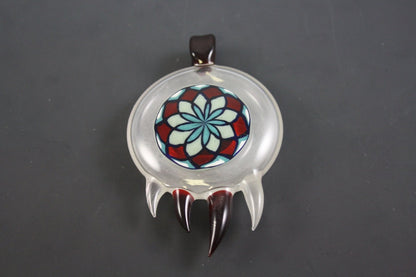 Filla Pendant #8 - Bearclaw. A colorful and unique glass pendant, perfect for collectors and a standout piece in any jewelry collection.