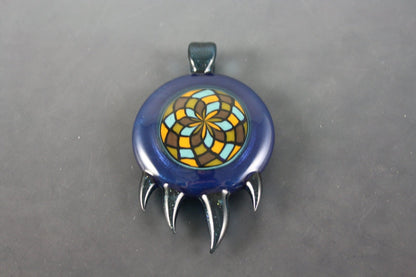 Filla Pendant - Bearclaw #3. A handcrafted glass pendant, signed, dated, and numbered, ideal for art glass collectors.