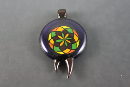 Filla Pendant - Bearclaw #4. A handcrafted glass pendant, signed, dated, and numbered, ideal for art glass collectors.