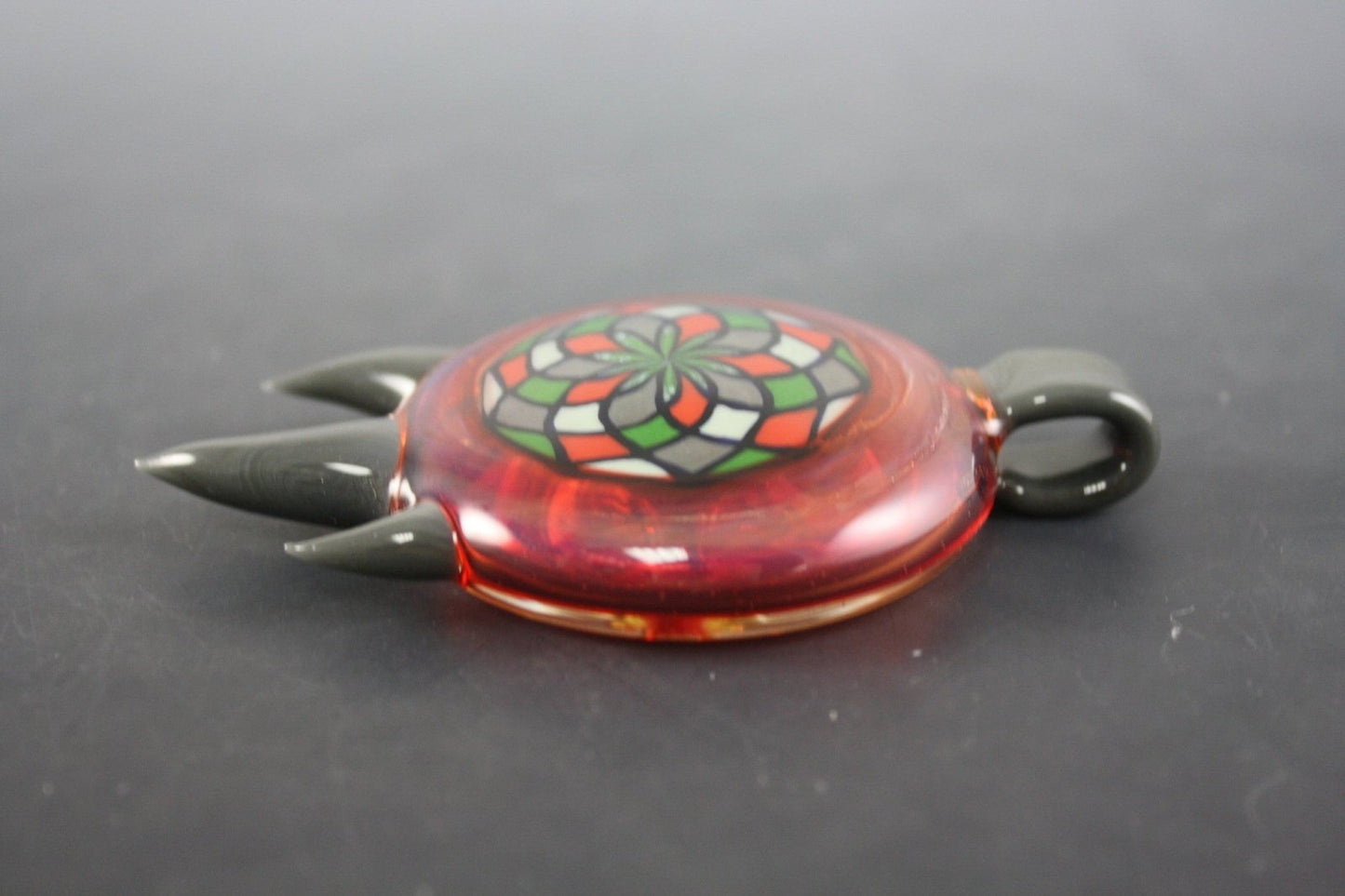 Handcrafted Glass Pendant - Bearclaw Filla #14. Discover the intricate craftsmanship of this exclusive, signed, dated, and numbered pendant.