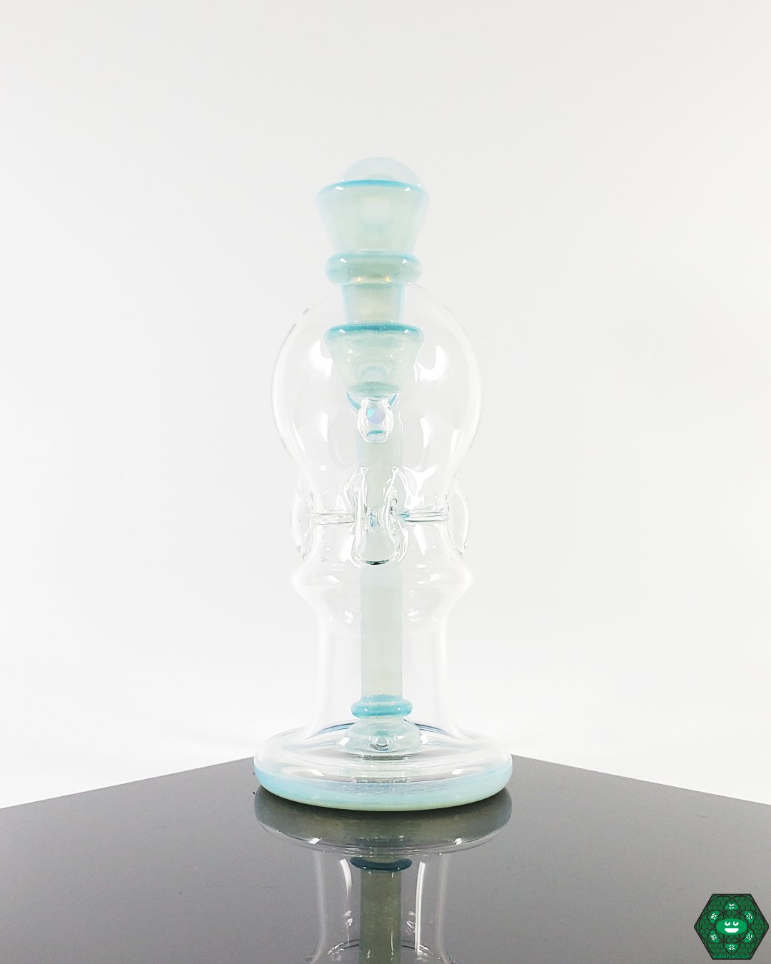 Zen Over White Satin Blooper: The OM Glass Co Blooper, showcasing a unique finish and triple uptake for smooth, consistent airflow in a refined design.