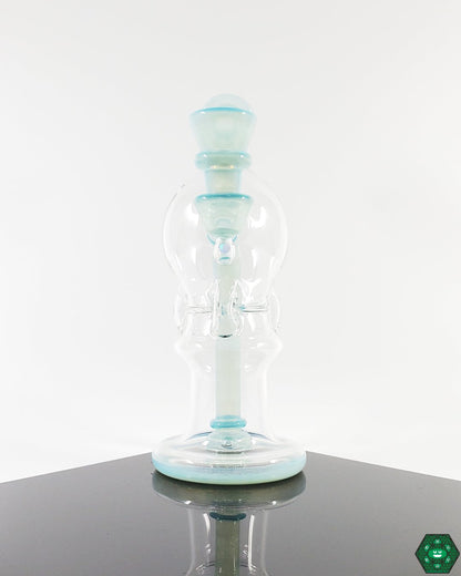 Zen Over White Satin Blooper: The OM Glass Co Blooper, showcasing a unique finish and triple uptake for smooth, consistent airflow in a refined design.