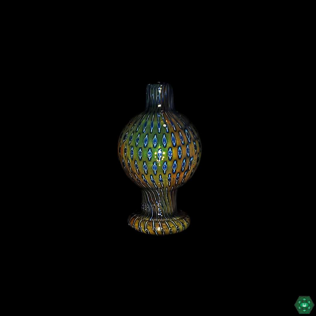  Ruby Pearl Co Fumed Glass Bubble Cap - Artistic Design with Controlled Airflow for Enhanced Flavor.