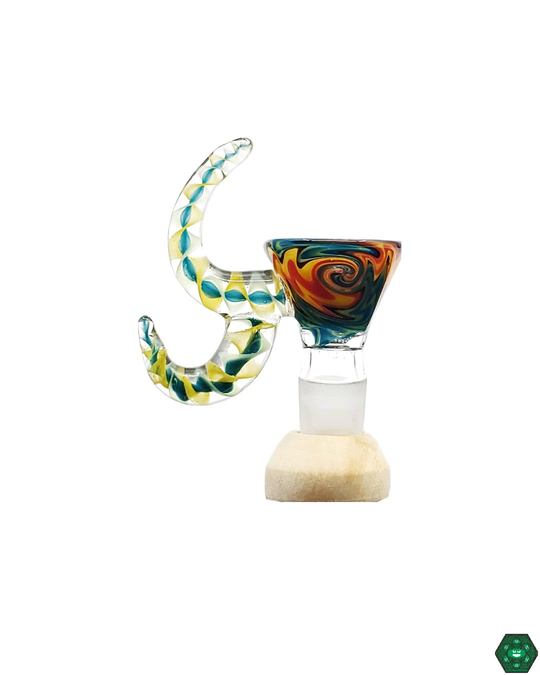 Unique Glass Slide with Horn Handle for Hookah Smoking. Enjoy a smooth and stylish smoking experience with this distinctive glass slide.