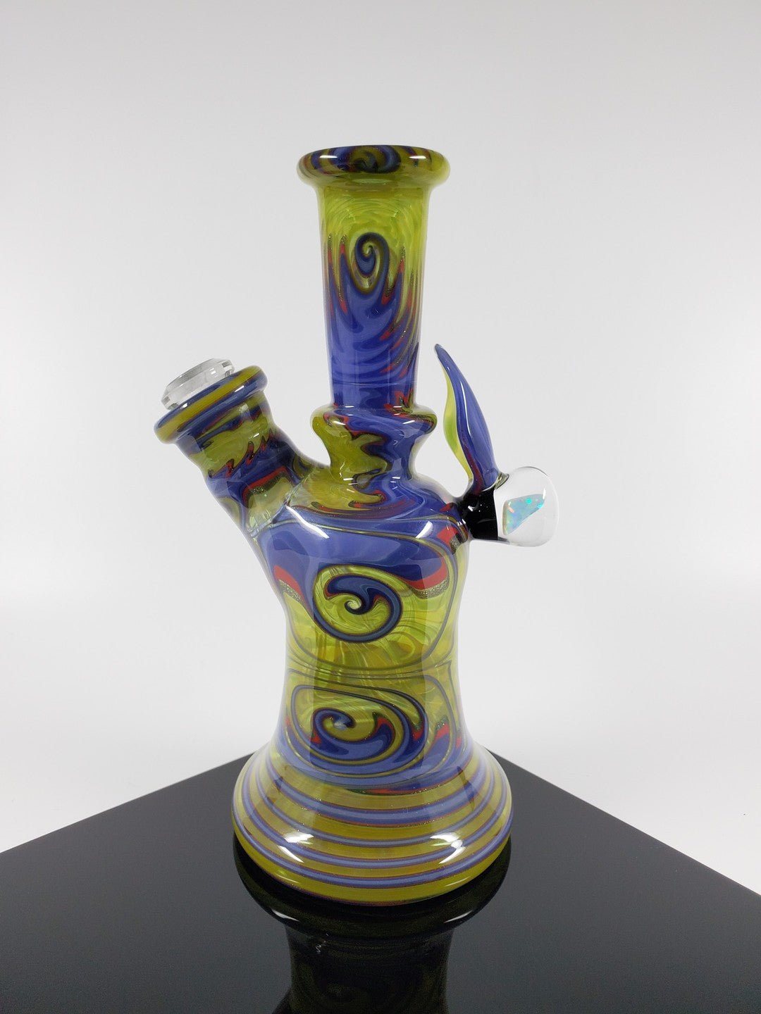 A.H. Glass Mini Tube showcasing green and red design with 10mm joint.