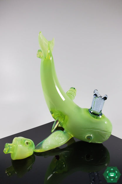  A.H. Glass Mini Tube in White Green featuring a compact and durable design for smooth hits.