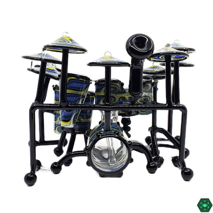 AJ Roberts Drum Set | 6.5” Heady Glass Rig with 2-Hole Percolator, Functional Art for Collectors

