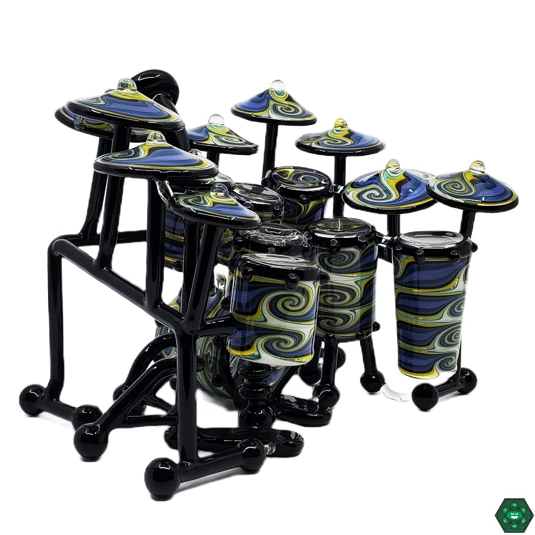 AJ Roberts Drum Set | Handcrafted Heady Glass Rig with Stunning Wig-Wag Design and 2-Hole Percolator

